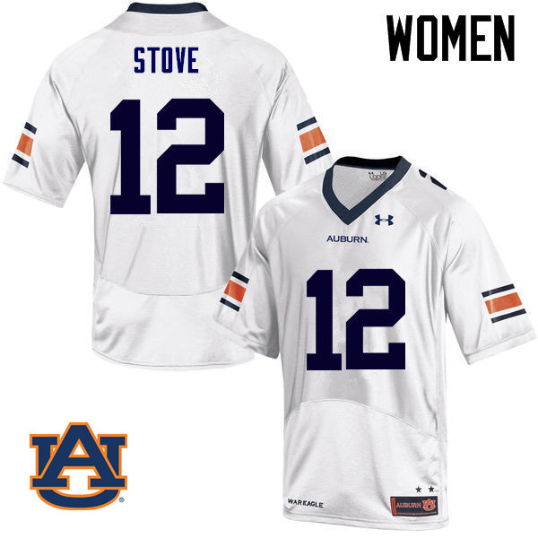 Women Auburn Tigers #12 Eli Stove College Football Jerseys Sale-White